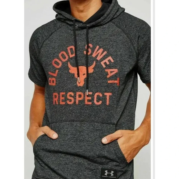 Under Armour Mens Project Rock Respect Short Sleeve Hoodie, Size Medium - Picture 1 of 8